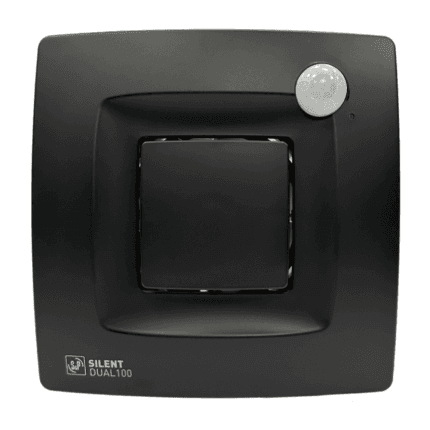 Soler & Palau SILENT DUAL 100 Matt Black Ø100mm bathroom extractor fan with humidity and PIR motion sensor