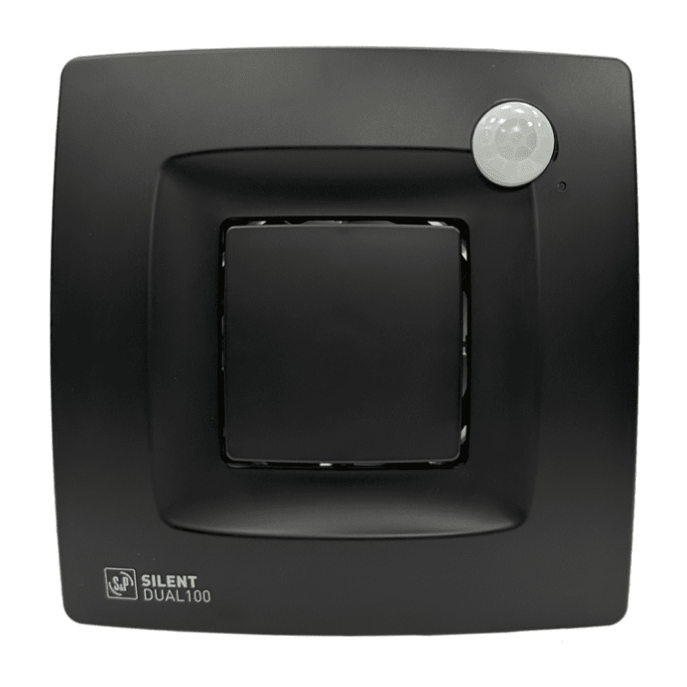 Soler & Palau SILENT DUAL 100 Bad-Abluftventilator, mattschwarz, Ø 100 mm Soler & Palau SILENT DUAL 100, mattschwarz, Ø 100 mm, Bad-Abluftventilator mit Feuchtigkeits- und PIR-Bewegungssensor