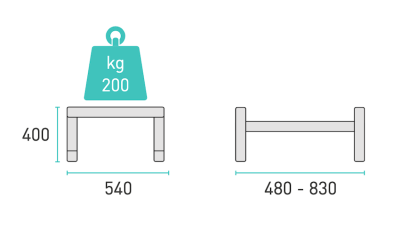 Rodigas SP 850 Black Adjustable Floor Bracket Dimensions 480 To 830 mm Steel Support 200 kg Capacity