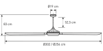 Soler And Palau HTB-3000 Steel Ceiling Fan 3020mm Blade Diameter And 830mm Height