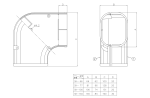 INABA DENKO SK-77-I Ivory Flat Elbow 90° Dimensions 81 mm x 66 mm x 128 mm For SLIMDUCT 75x63 mm Duct