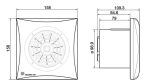 Extractor de baño Soler And Palau SILENT-100 CZ Silver, Ø 100 mm. Dimensiones: 158 x 158 mm. PVC blanco.