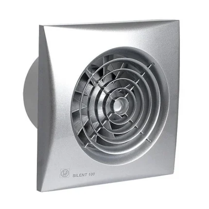 Soler And Palau SILENT-100 CZ Silver Ø100 mm Quiet Bathroom Fan With Damper