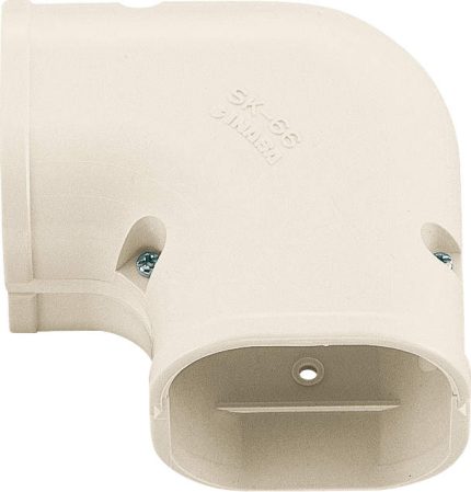 INABA DENKO SK-77-I Ivory Flat Elbow 90° For Decorative PVC Trunking For AC And Heat Pump Pipe Routing