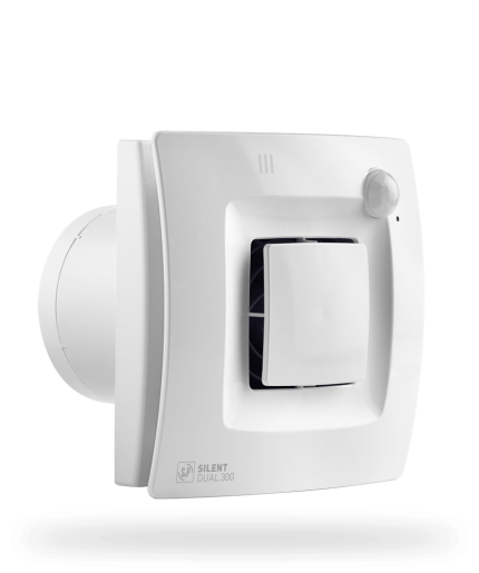Soler&Palau; SILENT DUAL 300 – Weißer PVC-Bad-Abluftventilator mit Bewegungs- und Feuchtigkeitssensor sowie Lichtsensor