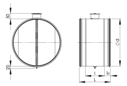 ETS NORD KROS Ø315mm Mechanical Regulating Damper Domensions 220mm Width 1.8kg Steel