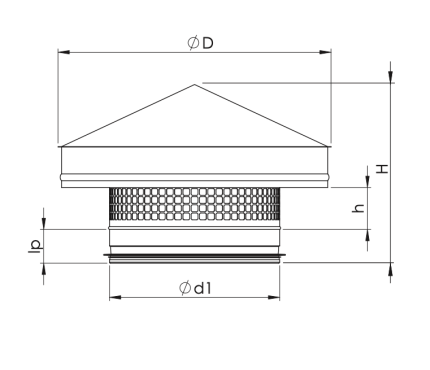 ETS NORD NTH-100 Steel Rain Hood Ø100mm Dimensions 135mm Height 0.4kg Galvanised