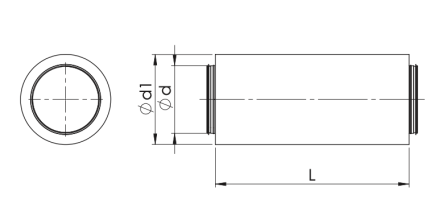 ETS NORD NRF 50 Ø315mm Round Air Duct Silencer Dimensions 900mm 50mm Insulation