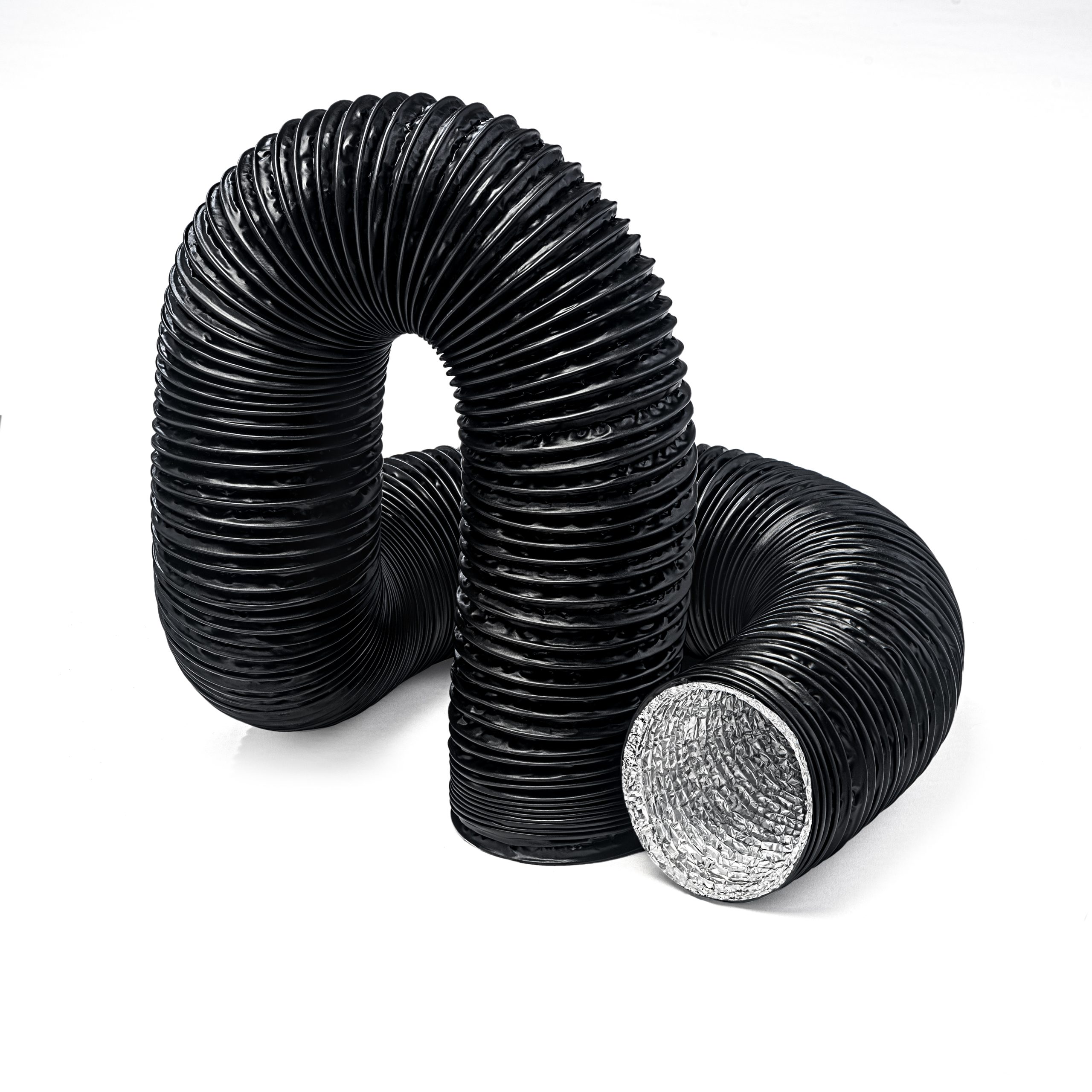 HavenPoint ProFlex 5X Black flexible laminated aluminium air duct Ø100mm for round and oval fittings HavenPoint ProFlex 5X Black Ø100mm Flexible Laminated Aluminium Air Duct Round Oval Fittings