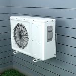 Rodigas MS 120 White Folding Wall Bracket Installed On Building Facade Supporting Outdoor Air Conditioning Unit Securely