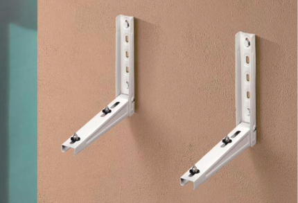 Rodigas MS 120 White Folding Wall Bracket For Air Conditioning Outdoor Units Installed On Brown Facade