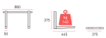 Rodigas MS 224 Sliding Wall Bracket Dimensions Showing 375mm Height 465mm Depth 880mm Width And 140kg Load Capacity