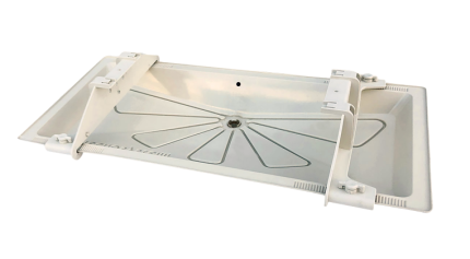 Bac de récupération des condensats Tecnosystemi BLUE RIVER SCD300030, 1250 × 500 mm, avec supports de fixation réglables, couleur ivoire