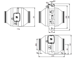 Soler And Palau JETLINE-100 Inline Duct Fan Dimensions For Ø100 mm Air Ducts 190 mm Height And 276 mm Length