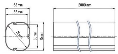 INABA DENKO SLIMDUCT SD-77-W Decorative PVC Straight Duct Dimensions 75 × 63 mm With 76 mm Diagonal And 2 m Length